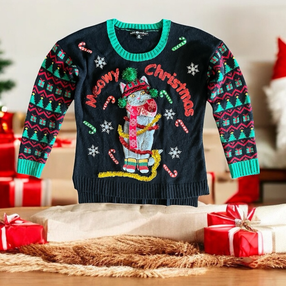 United States Sweater Meowy Christmas Holiday Ugly Sweater